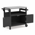 thumbnail image 2 of FUNDAZE HDPE Outdoor Grill Cart with Storage, Kitchen Island on Wheels, BBQ Prep Table with Stainless Steel Top, Movable Serving Counter for Garden, Poolside, Backyard, Black, 2 of 8