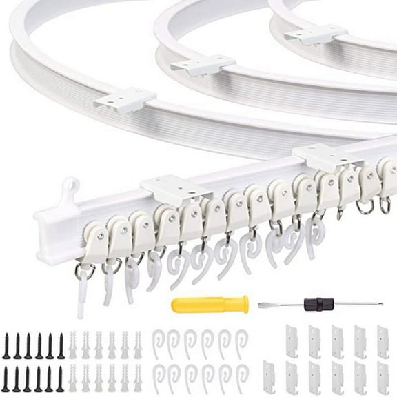 Flexible Bendable white Ceiling Curtain Track, 3m Ceiling Mount, for Curtain Track with Track Curtain System, RV Curtain Spacer