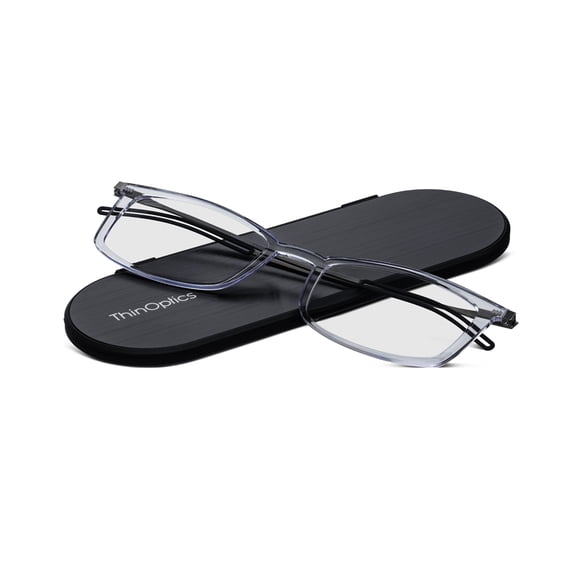 ThinOptics FrontPage collection - Brooklyn Clear 2.5 Glasses with Milano Black Case