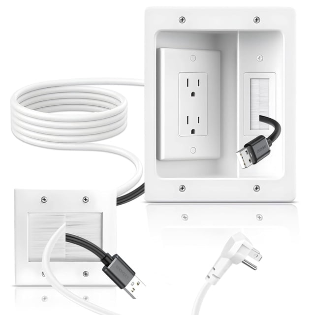 Kit de gestión de cables Naerza en pared con caja de salida empotrada