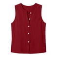 thumbnail image 3 of cocolona Summer Linen Tank Tops for Women Crew Neck Sleeveless Button Shirts Trendy Casual Solid Color Blouses, 3 of 5