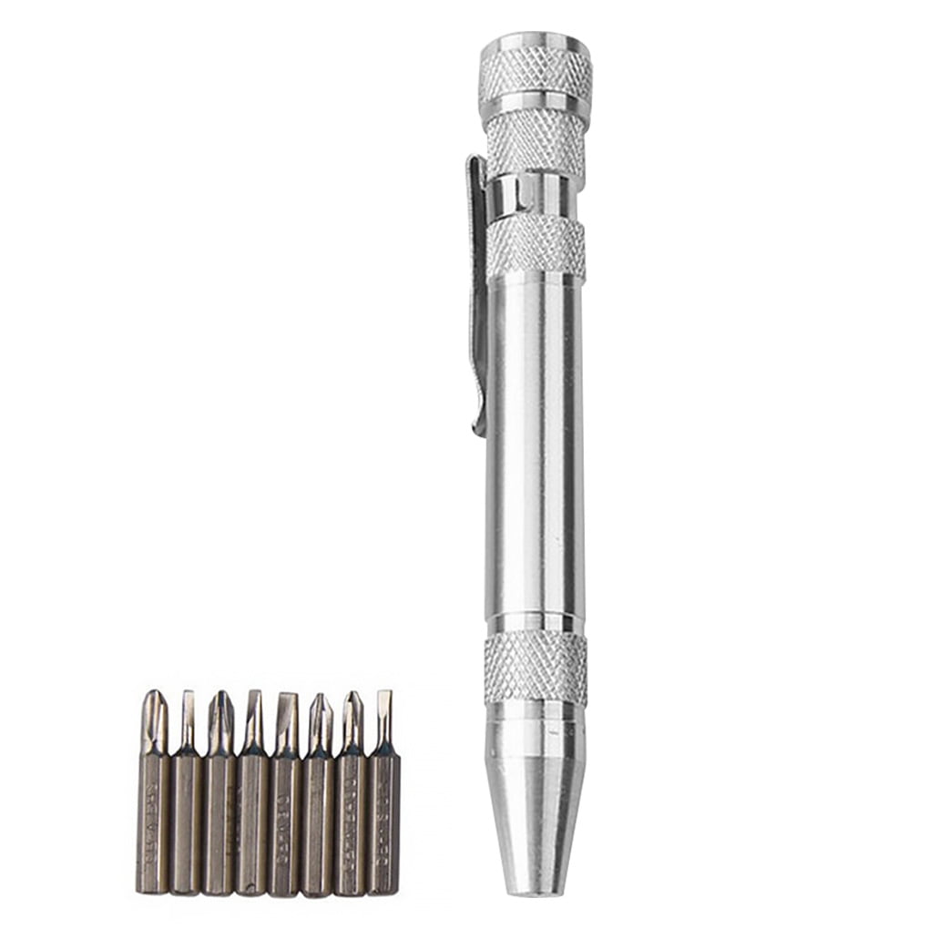Portable Precision Mini 8 in 1 Slotted Bits Screwdriver Pen Set Repair Tool 11CM 
