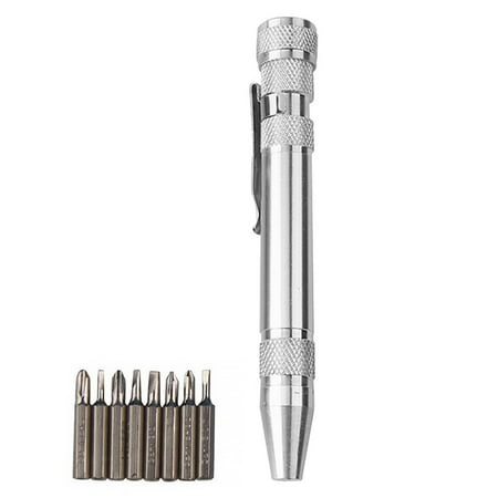 

8 in 1 Screwdriver Set Mini Repair Pen Tool Alloy Precision Gadget for Home Improvement Computer Eyeglasses Silver