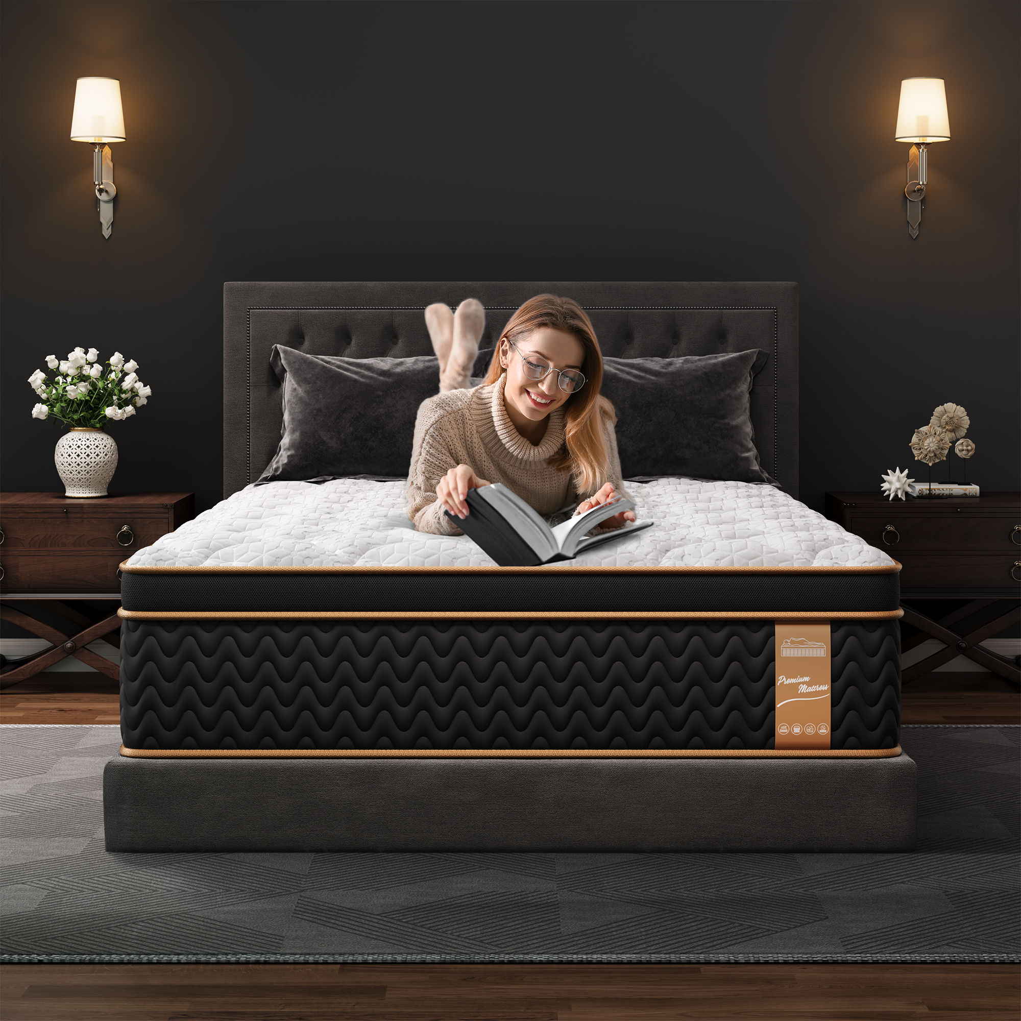 Sleepmax Dreams 14" Firm Queen Hybrid Mattress in a Box, Euro Top, Adult