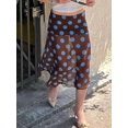thumbnail image 6 of Khaki Polka Dot Midi Skirt Low Waist Semi Sheer Asymmetrical Hem Flowy Summer Skirt, 6 of 8