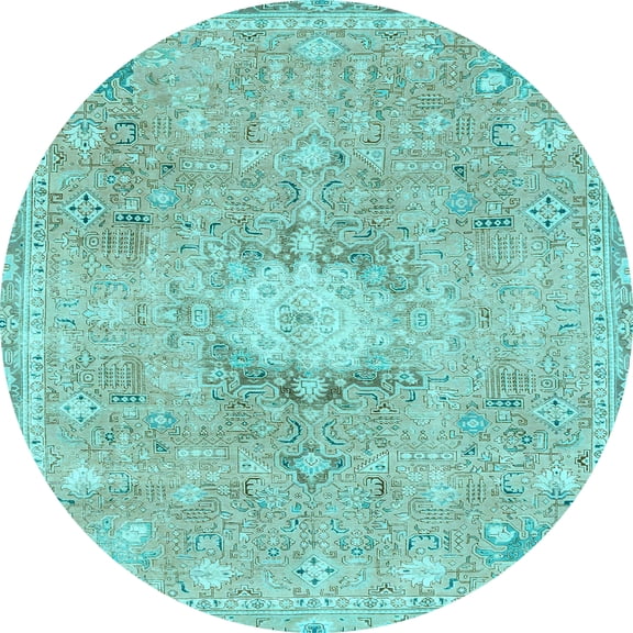 Ahgly Company Indoor Round Abstract Light Blue Modern Area Rugs, 6' Round