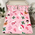 thumbnail image 2 of Feelyou Funny Santa Claus Twin Sheet Sets for Teen, Cartoon Winter Snowman Twin Fitted Sheet, Merry Christmas Flat Sheet, Ultra Soft Bedroom Decor, 3 Pieces, 2 of 7