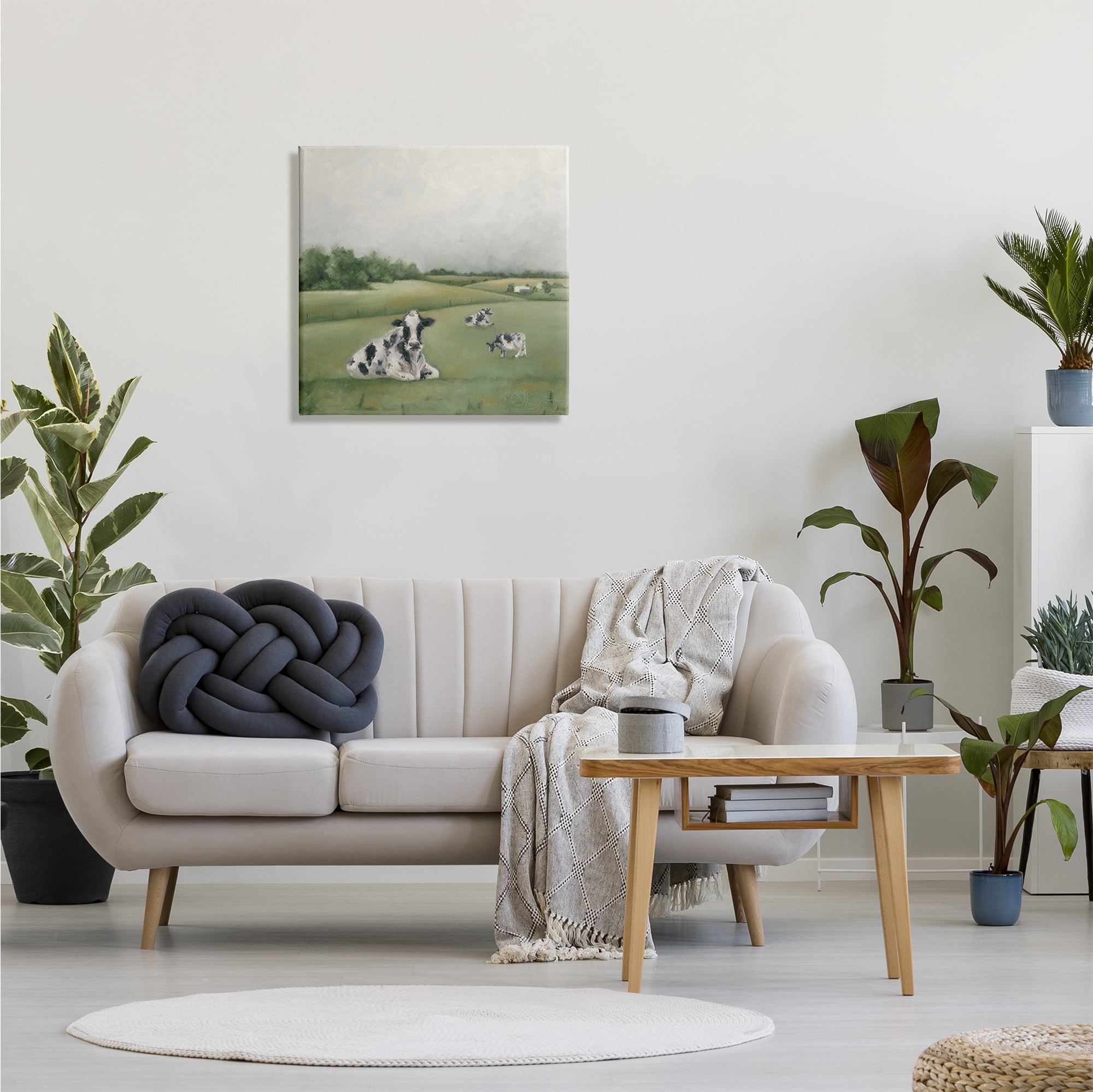 Stupell Industries Dairy Cows Grazing in Rolling Green Field Farms, 24 x 24, Designed by Hollihocks Art