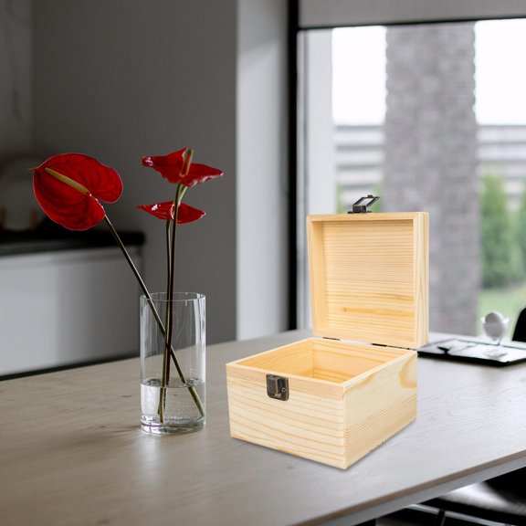 Masteelf 1Pack Synthetic Material Wooden Box for DIY Projects and Home Decor Square Shape 5 50x5 50x3 93in