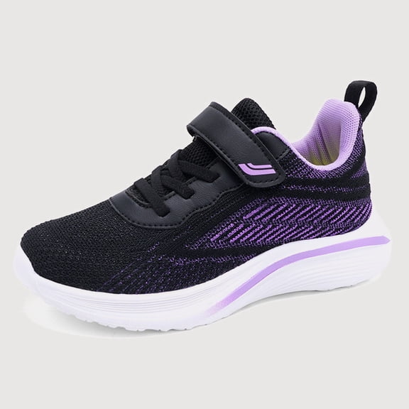 Gyujnb Mesh Breathable Hook and Loop Low Top Round Toe Lightweight Casual Running Sneakers (Little Girls, Big Girls),4
