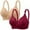 Red, variant on Bras for Women No Underwire,2 Pack BC Cup Wireless Supportive Bra Soft Fitted Casual Daily Wear,Push Up Bra Khaki 44DE