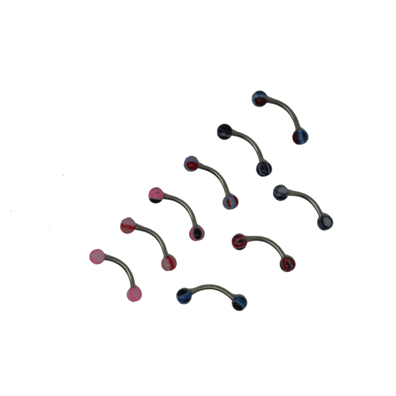 X Eyebrow Ring/Nipple/Snake Eyes/Tregus/Rook/Conch/Cartledge UV Acrylic 16G (1.2mm) (Black Red)