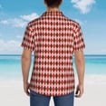 thumbnail image 6 of Balery Red and Brown Squares Print Men's Hawaiian Shirts Short Sleeve Beach Shirt Relaxed Fit Vacation Button Down Shirts-X-Large, 6 of 9