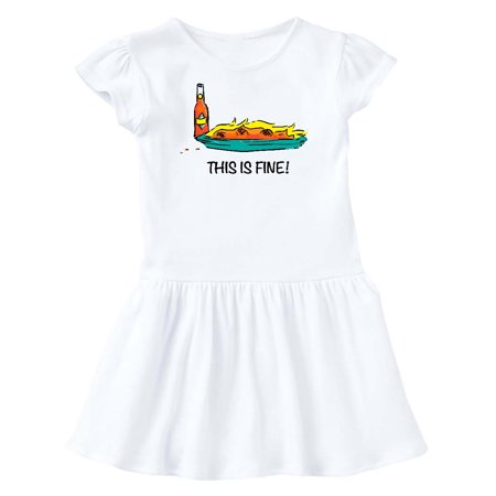 

Inktastic This is Fine! Burning Hot Sauce Gift Toddler Girl Dress