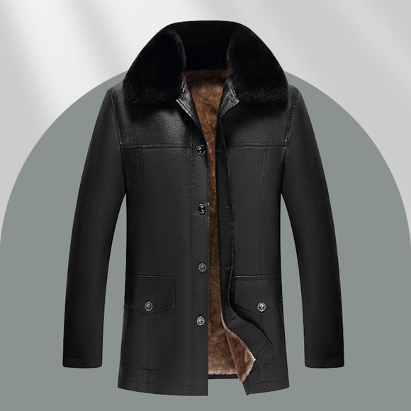 LOVZFMLL Jackets for Men Imitation Mink Velvet Warm Vintage Jacket Long Sleeve Winter Coat Fashion Casual