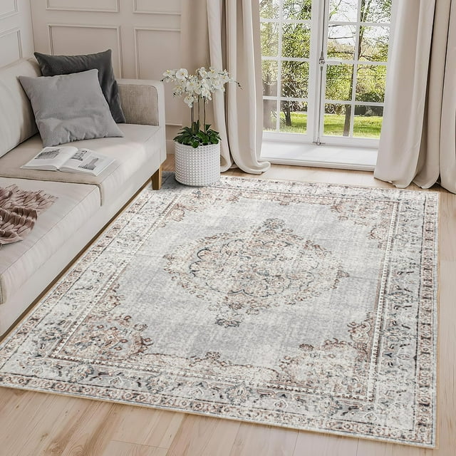Alfombra de Área Boho Lavable Fácil 200x300cm Ladrillo Gris