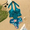 thumbnail image 2 of Gibobby Conjunto de Bikini Traje de baño tankini conservador con estampado de color sólido para mujer(Verde,G), 2 of 5