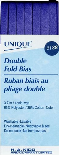 UNIQUE Double Fold Bias Tape, 7 mm x 3.7 m (1/4 in x 4 yd), White, Poly‑Cotton, 7 mm x 3.7 m
