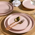 thumbnail image 5 of AmorArc Ceramic Dinnerware Sets for 8, 24 Pieces Handpainted Speckled Plates and Bowls Set with Rustic Terracotta Underside, Scratch Resistant Stoneware Dishes Set, Dishwasher & Microwave Safe, Pink, 5 of 9