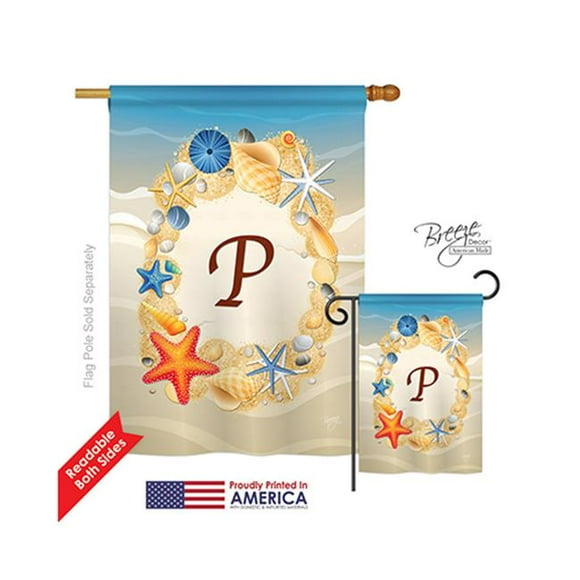 Breeze Decor 30172 Été P Monogramme 2-Faces Drapeau de la Maison d'Impression Verticale - 28 x 40 Po.