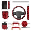thumbnail image 4 of HUIACONG Red Black Bat Car Seat Covers Full Set 14 Pcs Halloween Automotive Interior Accessories Universal Fit with Steering Wheel Cover Armrest Cover Seat Belt Pads Headrest Cover, 4 of 7