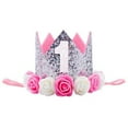 thumbnail image 4 of Chapeau d'Anniversaire 1 An Bébé Couronne Pailletée Fleur Fête Hirondelle Dorée, 4 of 5