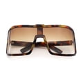 thumbnail image 1 of Fancy Large Oversized Curved Panel Monoblock Shield Sport Plastic Sunglasses Tortoise - Brown, 1 of 7