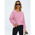 thumbnail image 3 of Gleelaud Womens Fall Fashion Long Sleeve Shirts Fall Tops Pleated Blouse Casual Loose Dressy Basic Tunic Tops Pink, 3 of 6