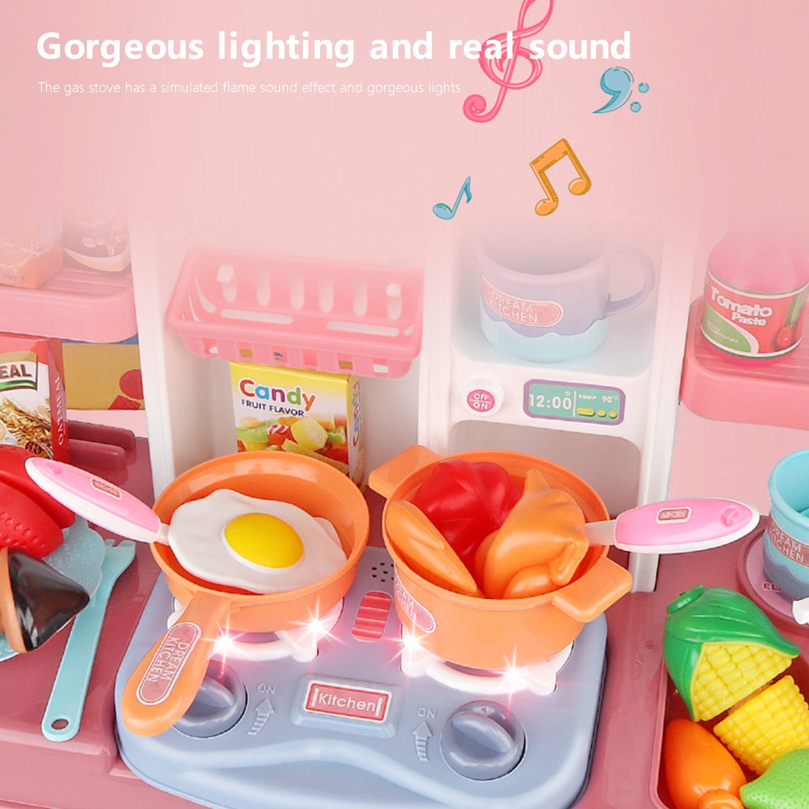 Cyber and Monday Deals Kitchen Play Set With Accessories Mini Kitchen Set Indoor Games Kitchen Cooking Playset Toys For Toddlers Children Girls