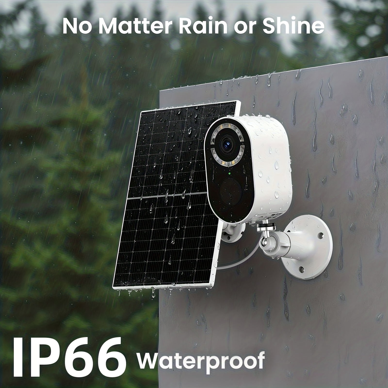 Solar Security Camera 2K Outdoor/Indoor, Waterproof, Low Power, 2.4G WiFi, Two-Way Audio, Human Detection, Color Night Vision, Pet/Baby Monitor