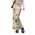 thumbnail image 1 of Txlixc Falda de tobillo femenino, estampado de patrones de periódicos Txlixc moda, 1 of 9
