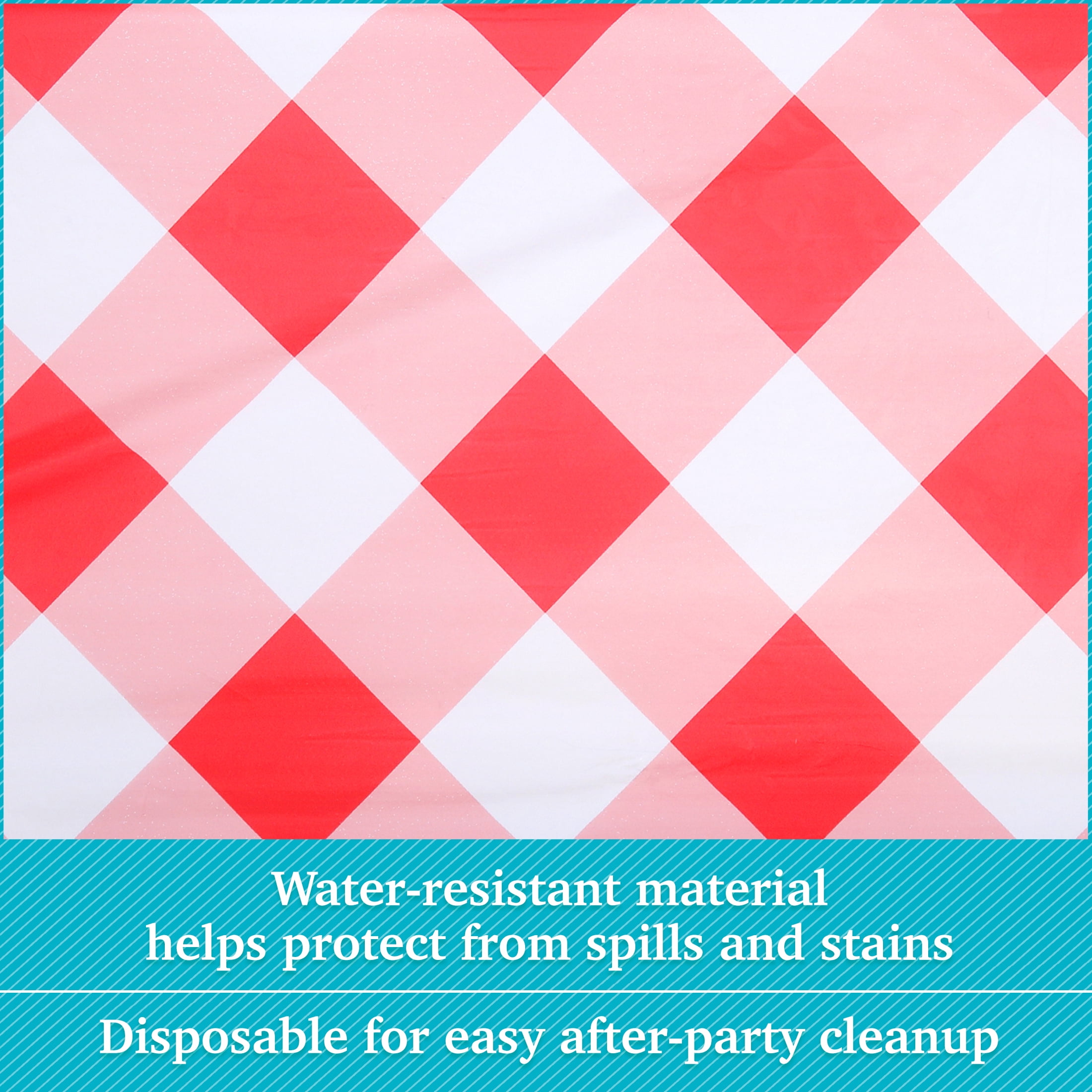 Way To Celebrate Red Buffalo Plaid Plastic Party Tablecloth, 84 in x 54 in