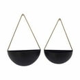 thumbnail image 1 of Sagebrook Home S/2 Metal Half Moon Wall Planters, Black, 1 of 1