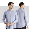 thumbnail image 4 of KIGILI Long Sleeve Slim Fit Striped Men Shirt, S to XL | L - DARK BLUE, 4 of 5