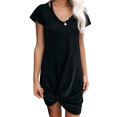 thumbnail image 3 of Chbgutlmr Summer Dresses for Women Short Sleeve Knot Front Irregular Hem Scoop Neck Dress Casual Loose Comfy Trendy Dress, 3 of 8