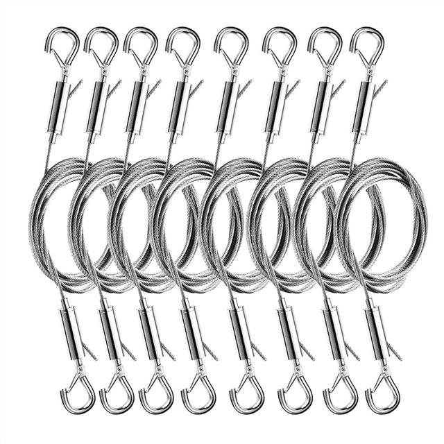 8 Pcs Kit de Fil de Suspension Réglable pour Photo, Kit de Fil de Suspension pour Cadre et Miroir, Fil en Acier Inoxydable Robuste de 6,6 Pieds
