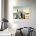 thumbnail image 3 of Nawypu Costal Canvas Wall Art Pictures: Surfboards & Pink Car on Sand Artwork Canvas Painting for Living Room (20 x 16in), 3 of 4