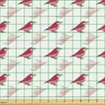 thumbnail image 2 of Ambesonne Spring Fabric by the Yard Upholstery, Finch Bird Sparrows Art, 2 Yards, Dark Pink White Blush, 2 of 5