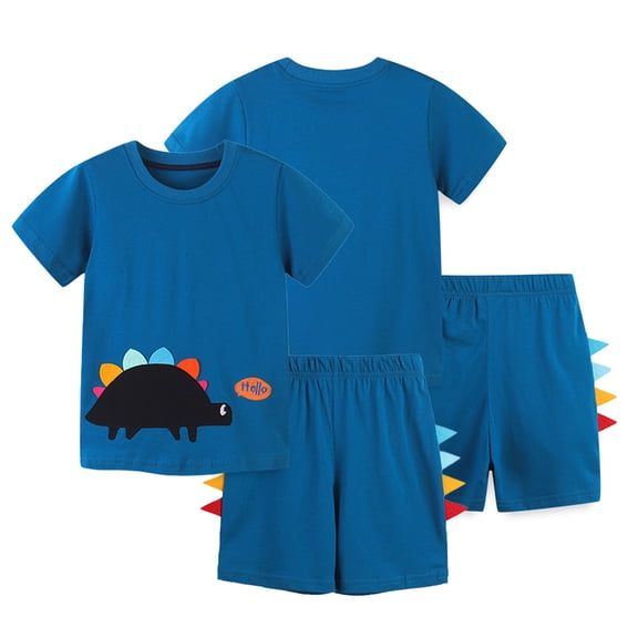 LYMAYTER 2-8Y Baby Toddler Boys Summer Cartoon Cotton Shorts Outfit 2PCS Kids Short Sleeve T-Shirt Tee Tops Joggers Casual Shorts Set