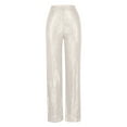 thumbnail image 4 of Womens Sequin Pants High Waist Glitter Bell Bottoms Sparkle Wide Leg Palazzo Flared Trousers Vintage Trousers for Club Party Silver,XXXXXL, 4 of 5