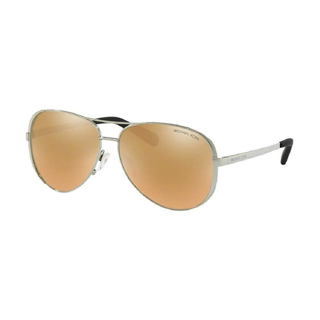Michael Kors MK5004 CHELSEA Aviator 11535A 59M Shiny Silver/Liquid Rose Gold Sunglasses For Women +FREE Complimentary Eyewear Care Kit