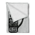 thumbnail image 2 of Coffee Soft Flannel Fleece Blanket, Words About Coffee with Take Away Mug Cup Silhouette Drinking Addiction Theme, Cozy Plush for Indoor and Outdoor Use, 50" x 70", Pale Grey Black, by Ambesonne, 2 of 5