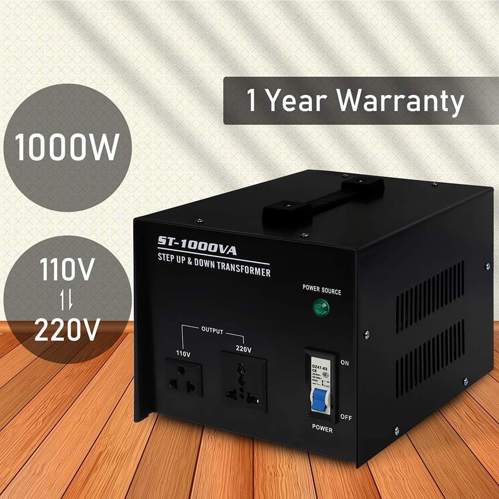 Voltage Transformers 1000W Watt Power Converter Voltage Power Converter Transformer Step Up/Down Transformer 110V to 220V Circuit Breaker Protection