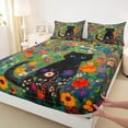 thumbnail image 3 of Manfei Cute Cat Twin Sheet Sets,Colorful Flower Floral Twin Fitted Sheet,Oil Painting Flat Sheet For Girls Kids,Breathable Home Decor,3pcs, 3 of 7