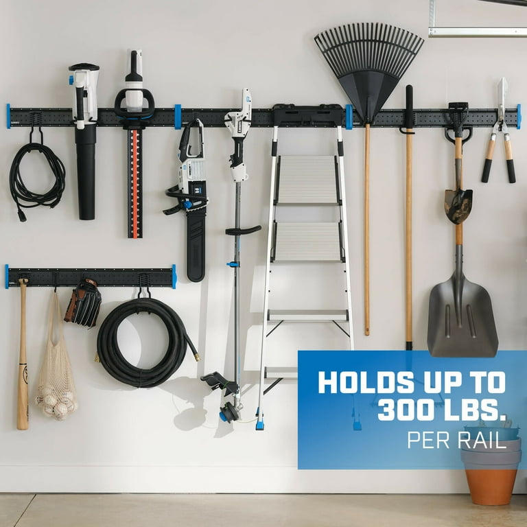HART 18 Piece Garage Storage Rail Starter Kit Compatible with HART Storage and Standard Peg Hooks