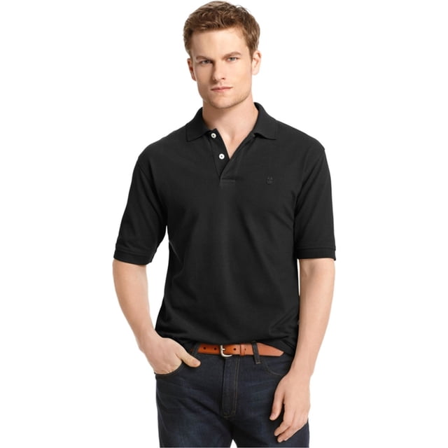 Polo de rugby de piqué IZOD Ajuste clásico para hombre negro extragrande
