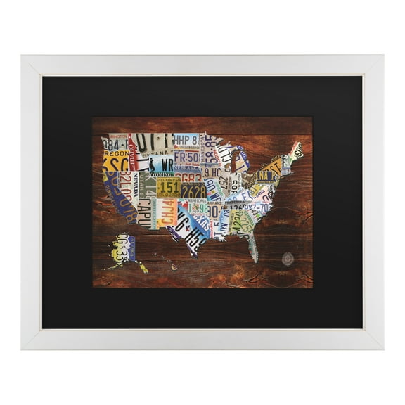 Trademark Fine Art 'USA License Plate Map on Wood' Canvas Art by Masters Fine Art