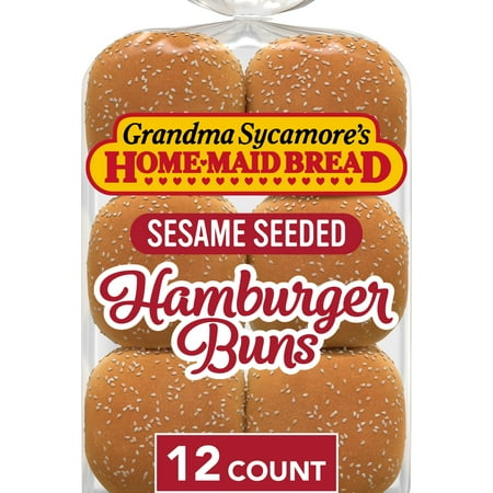 Grandma Sycamore's Sesame Seeded Hamburger Buns, 12 count, Hamburger Buns, 31.5 oz Bag