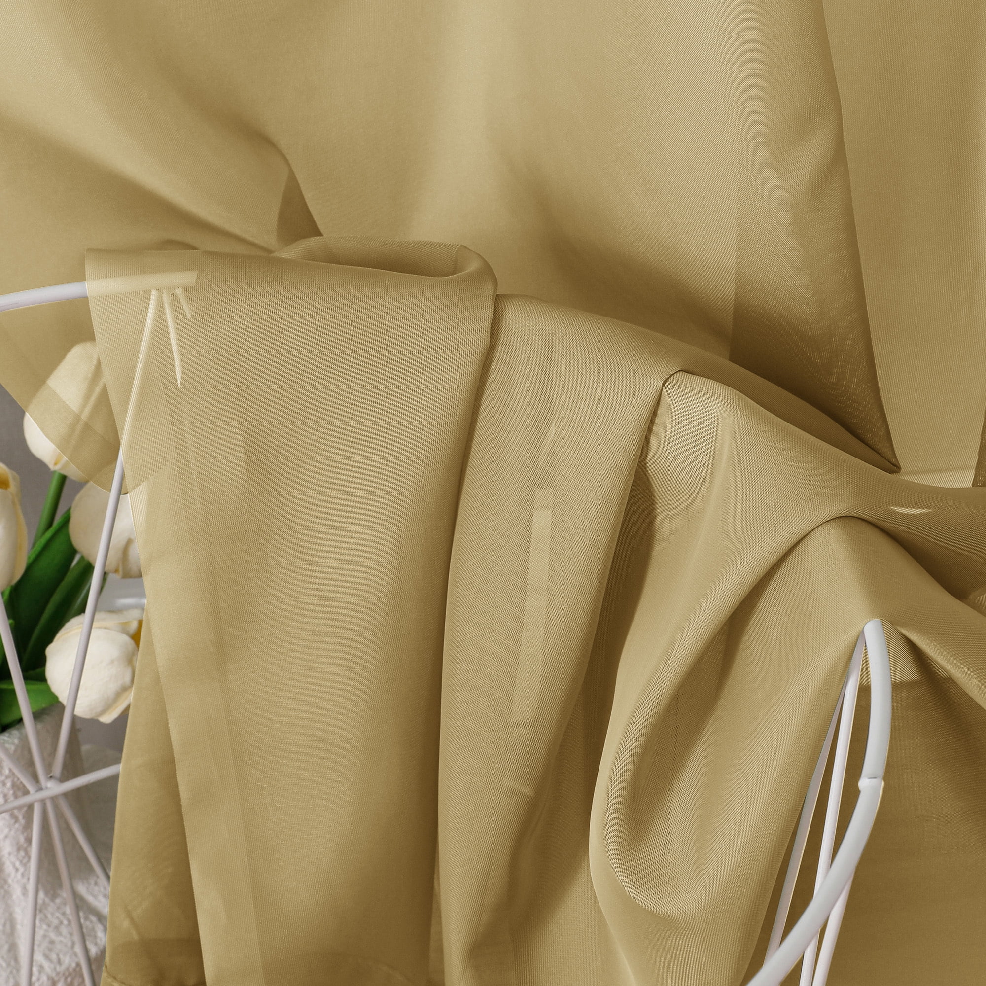 OVZME 2 Panels Sheer Curtains 63 Inches Length Window Treatments for Kitchen, Elegant Airy Transpare(图4)
