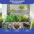 thumbnail image 2 of ModFusion Resin Planter Box with Drainage Holes, Rolling Wheels, 3.6 x 1.4 x 5 ft, Hanging Baskets Pot, Trellis Roof, Brown Plastic, 2 of 10